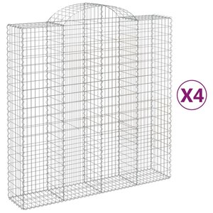 vidaXL Paniers à gabions arqués 4 Pièces 200x50x200/220 cm Fer galvanisé