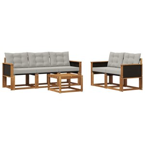 vidaXL Ensemble de canapés d'extérieur 6 pc Naturel et gris clair