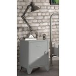 Vipack Table de chevet avec porte Bronxx Métal Gris mat