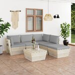 vidaXL Salon de jardin palette 6 Pièces avec coussins bois d'épicéa