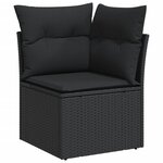 vidaXL Salon de jardin 7 Pièces avec coussins noir résine tressée