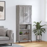 vidaXL Buffet haut Sonoma gris 69 5x34x180 cm Bois d'ingénierie
