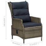 vidaXL Chaise inclinable de jardin avec tabouret Résine tressée Marron