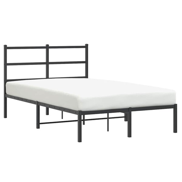 vidaXL Cadre de lit métal sans matelas avec tête de lit noir 120x190cm