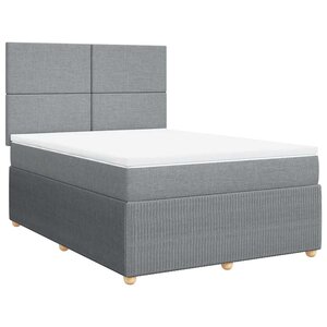 vidaXL Sommier à lattes de lit avec matelas Gris clair 160x200cm Tissu