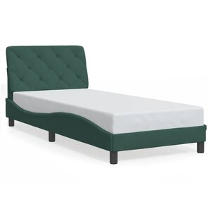 vidaXL Cadre de lit sans matelas vert foncé 90x200 cm velours