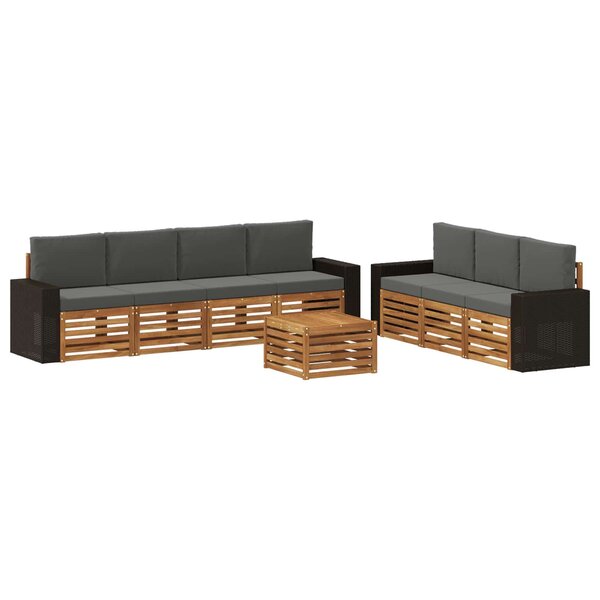 vidaXL Ensembles de canapés avec coussin 8 Pièces Bois d'Acacia Massif