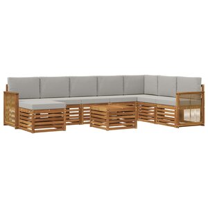 vidaXL Ensemble de canapés d'extérieur 7 pc Naturel et gris clair