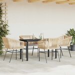 vidaXL Ensemble à manger jardin coussins 5Pièces marron poly rotin verre