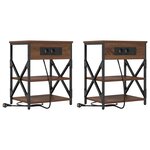 vidaXL Table de nuit avec station de chargement Chêne marron