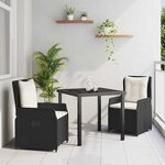 vidaXL Ensemble de salle à manger pour jardin 3 Pièces Noir polyrotin