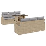 vidaXL Ensemble de canapé de jardin 7 pièces avec coussins - Rattan poly beige