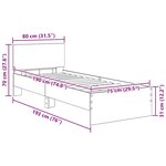 vidaXL Cadre de lit Chêne artisanal 75 x 190 cm Bois d'ingénierie