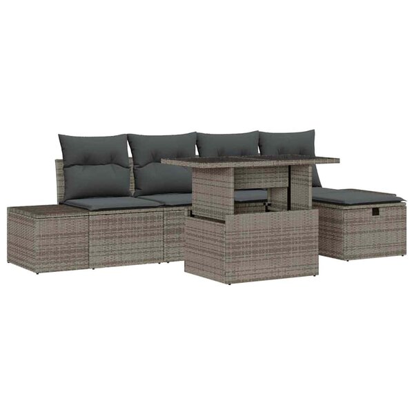 vidaXL Ensemble de canapé de jardin 7 Pièces Gris Poly rotin
