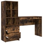 vidaXL Bureau avec rangement Chêne fumé Bois d'ingénierie