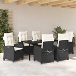 vidaXL Ensemble de salle à manger pour jardin 7 Pièces Noir polyrotin