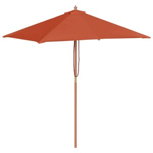 vidaXL Parasol d'extérieur avec mât en bois 150x200 cm Terre cuite