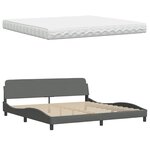 vidaXL Lit avec matelas Hanko gris foncé 200x200 cm tissu