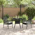 vidaXL Ensemble de salle à manger pour jardin 3 Pièces Noir Poly rotin
