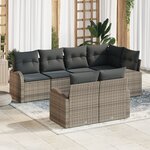 Ensemble de Canapés de Jardin 7 pièces avec Coussins Gris Poly Rattan