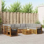 vidaXL Ensemble de canapés d'extérieur 10 pc Naturel et gris clair
