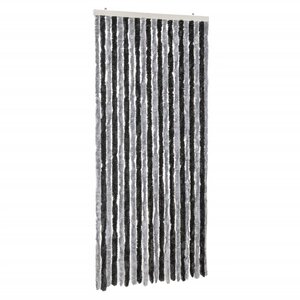 vidaXL Rideau anti-mouches gris et noir 90x220 cm chenille
