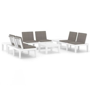 Salon de jardin meuble d'extérieur ensemble de mobilier 6 pièces avec coussins plastique blanc 02_0016847