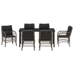 vidaXL Ensemble de salle à manger de jardin 7 pièces avec coussins en rattan poly gris