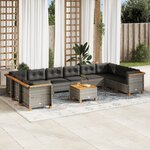 vidaXL Salon de jardin 11 Pièces avec coussins gris résine tressée
