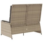 vidaXL Banc inclinable de jardin avec coussins beige résine tressée
