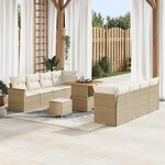 vidaXL Ensemble de canapé de jardin 11 Pièces Beige Poly rotin
