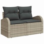 vidaXL Ensemble de canapé de jardin 7 Pièces Gris clair Poly rotin