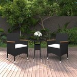 vidaXL Ensemble à manger de jardin 3 Pièces Résine tressée Noir