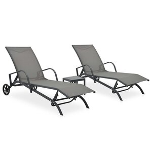vidaXL Chaises longues lot de 2 avec table Textilène et acier