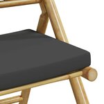 vidaXL Ensemble de bistro pliante 5 Pièces et coussins gris foncé bambou