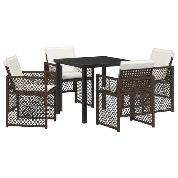 vidaXL Ensemble de salle à manger pour jardin 5 Pièces Marron polyrotin