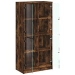 vidaXL Buffet haut avec portes chêne fumé 68x37x142 cm bois ingénierie
