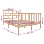 vidaXL Cadre de lit sans matelas bois massif 140x190 cm