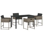 vidaXL Ensemble de Salle à Manger de Jardin 5 Pièces avec Coussins Gris Rattan PE