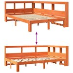 vidaXL Lit bibliothèque sans matelas cire marron 120x190cm pin massif