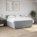 vidaXL Sommier à lattes de lit avec matelas Gris clair 200x200cm Tissu