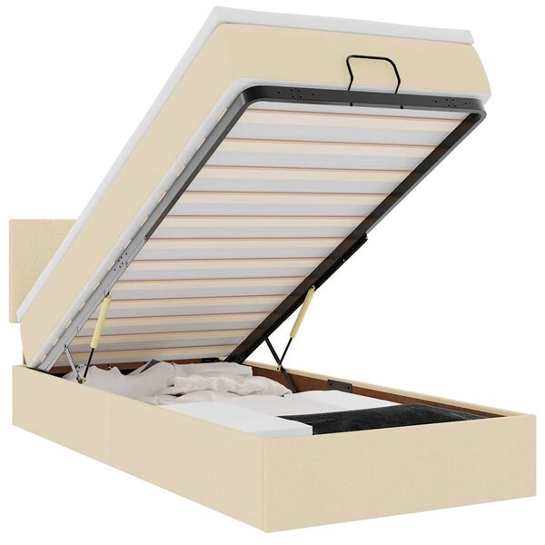vidaXL Lit ottoman avec matelas et LED crème 90x200 cm tissu