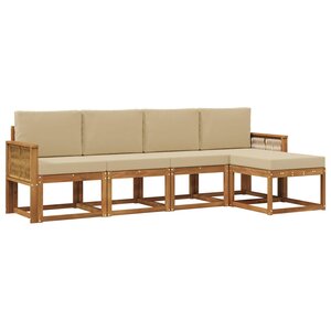 vidaXL Ensemble de canapés d'extérieur 5 pc Naturel et Beige Polyester