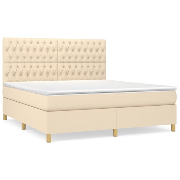 vidaXL Sommier à lattes de lit avec matelas Crème 180x200 cm Tissu