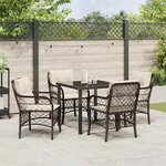 vidaXL Ensemble de salle à manger pour jardin 5 Pièces Marron Poly rotin