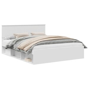 vidaXL Cadre de lit avec tête de lit Blanc 160 x 200 cm Pin massif