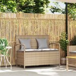 VidaXL Banc de rangement de jardin avec coussin beige résine tressée