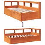 vidaXL Lit bibliothèque sans matelas cire marron 90x190 cm pin massif