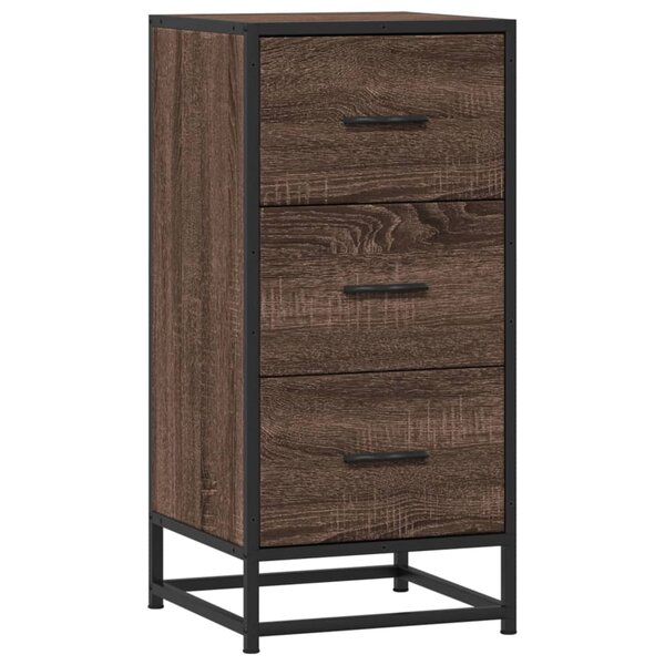 vidaXL Buffet chêne marron 35 5x35x76 cm bois d'ingénierie et métal