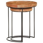 vidaXL Ensemble de table basse 2 Pièces bois d'acacia massif et acier
